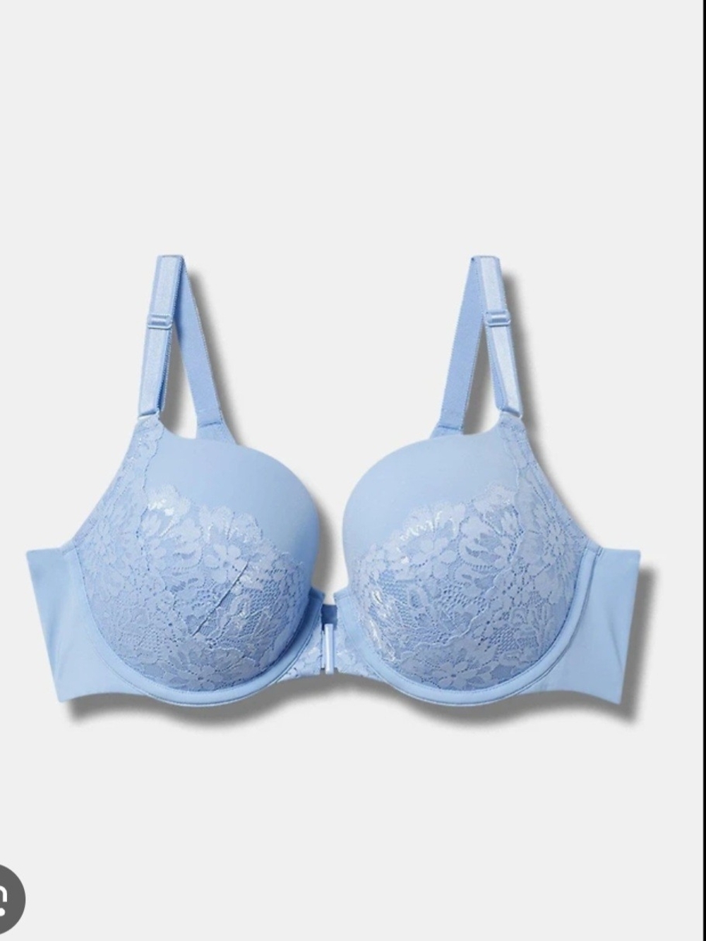 Torrid Light Blue Perfect T-shirt Lace Push Up Front Close Bra 46DD